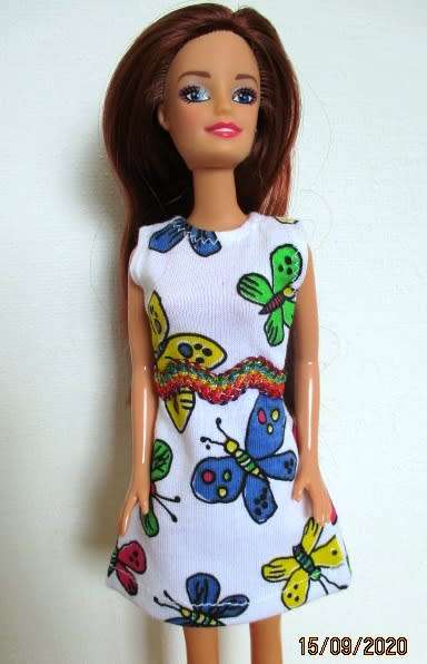 Barbie doll`s dress - white butterfly