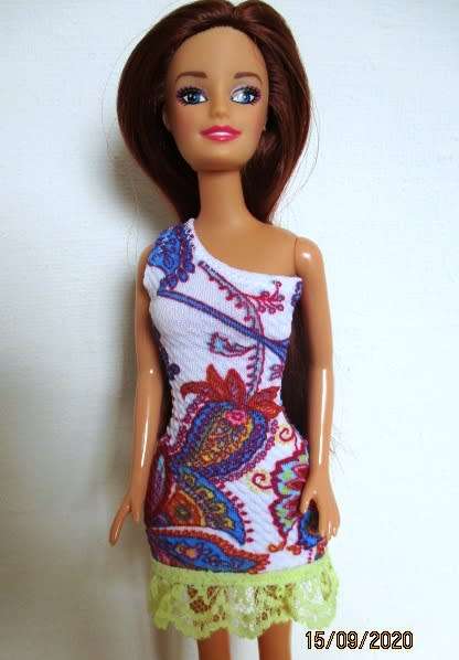 Barbie doll's single shoulder dress - blue