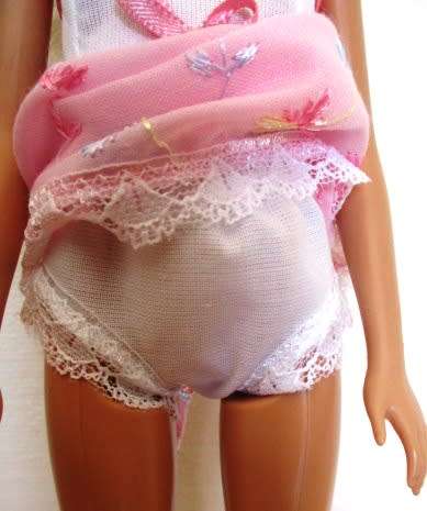 Barbie doll`s summer nightie - pink embroidered anglaise + white