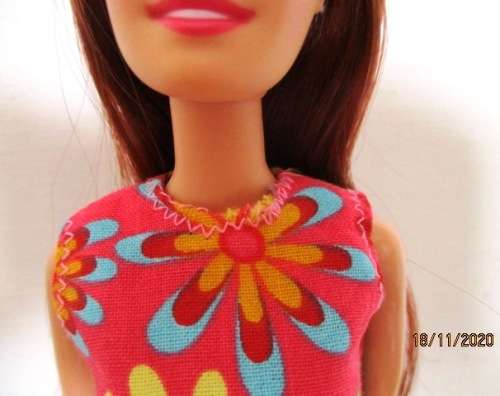 Barbie doll`s dropped waist dress (SECONDS) pink daisy