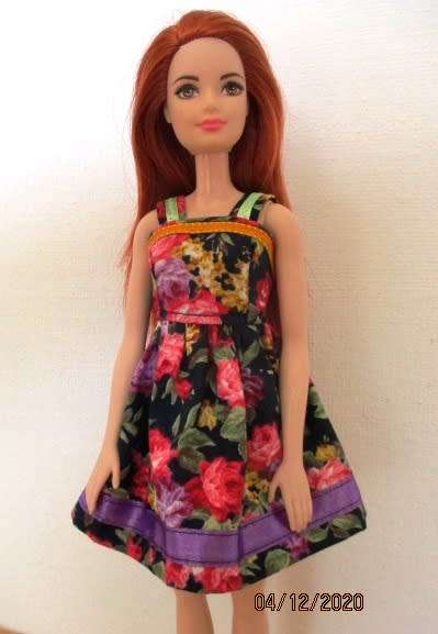 Barbie doll`s dress - black/red rose