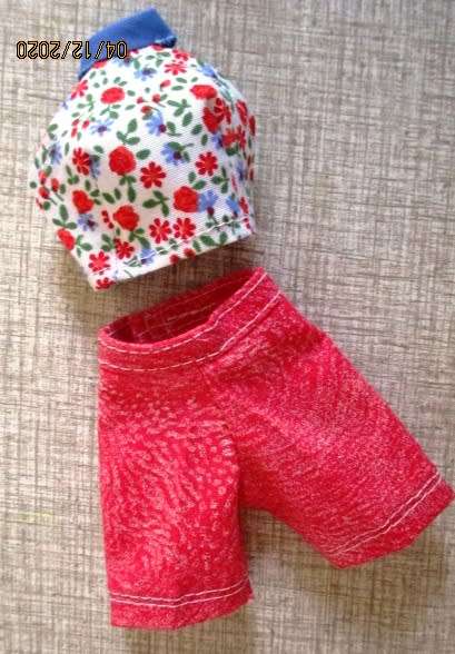 Barbie doll`s fitted shorts and halter neck top - red
