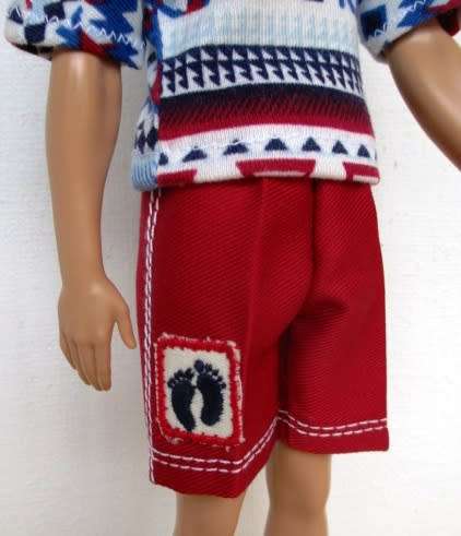 Ken doll`s shorts and T-shirt - red/feet