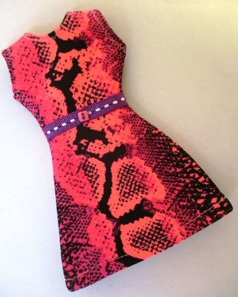 Barbie doll`s dress - pink snake skin print