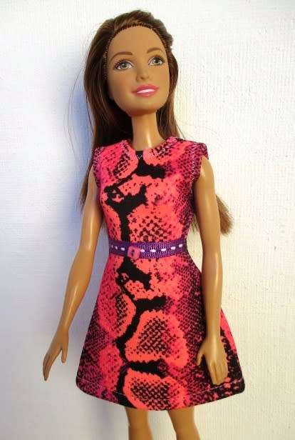 Barbie doll`s dress - pink snake skin print