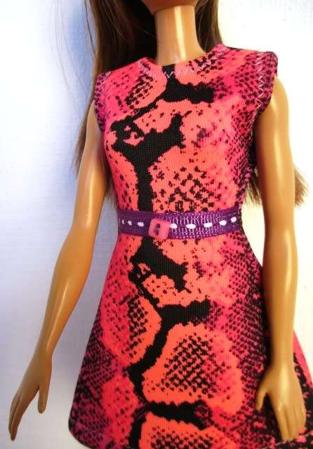 Barbie doll`s dress - pink snake skin print