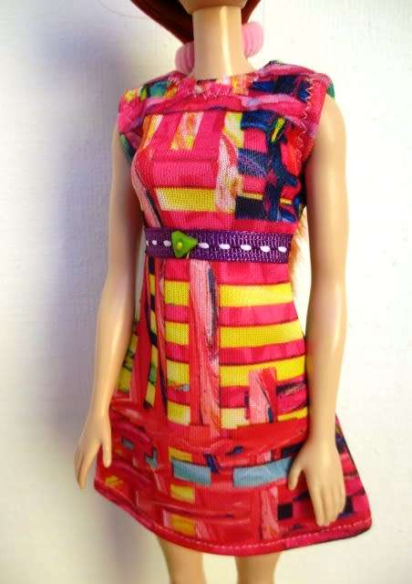 Barbie doll`s dress - weave print pink