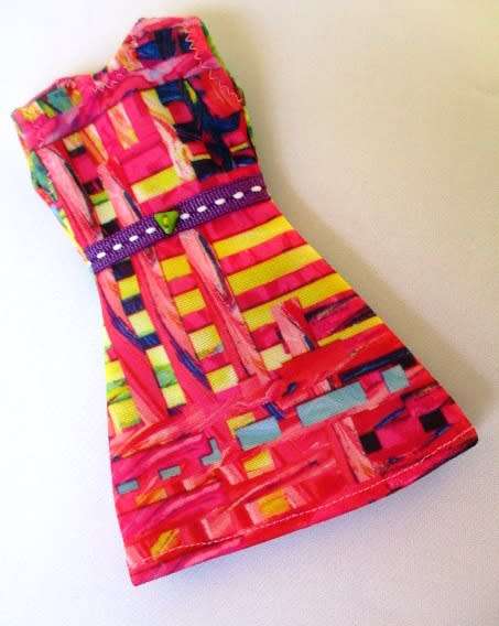 Barbie doll`s dress - weave print pink