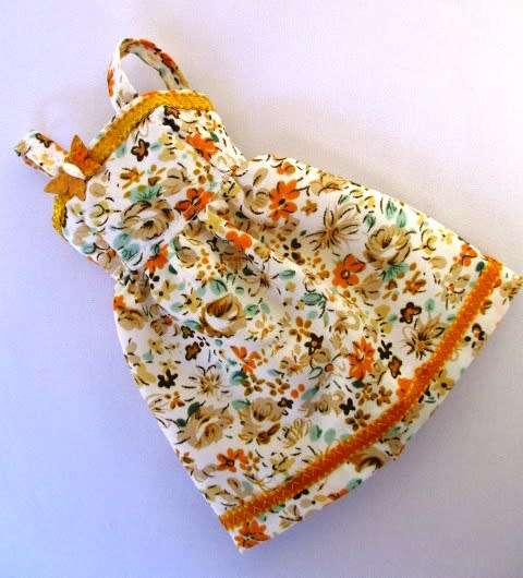 Barbie doll`s dress - orange/gold butterfly