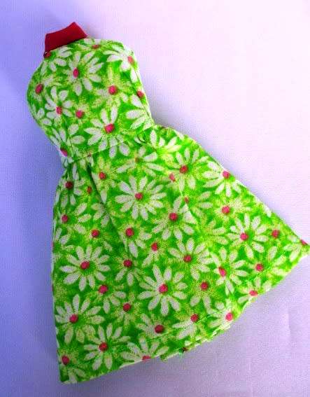 Barbie doll`s halter neck dress - lime daisy