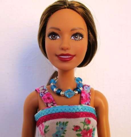 Barbie doll`s long tiered dress - deep pink