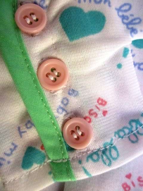 Barbie doll`s pyjamas - brushed nylon green trim