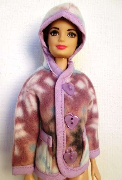 Barbie doll`s fleece hoodie - dusky pink