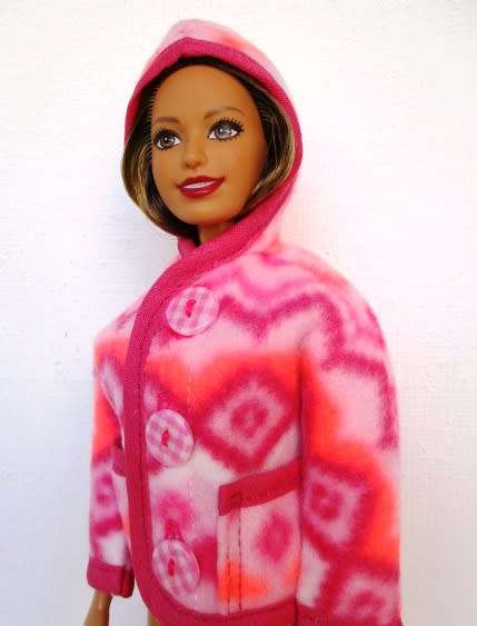 Barbie doll`s fleece hoodie - bright pink