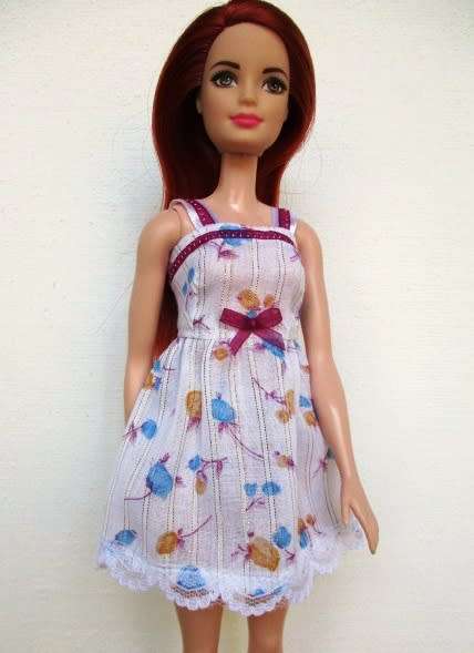 Barbie doll`s summer nightie and pantie set - blue flower