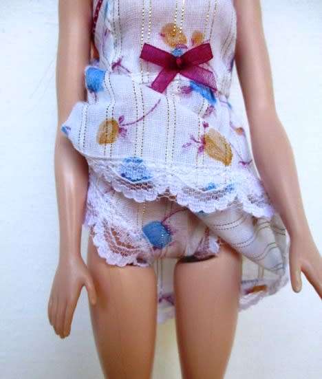 Barbie doll`s summer nightie and pantie set - blue flower
