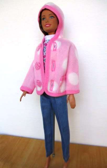 Barbie doll`s winter set - pink and denim