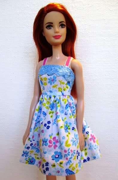 Barbie doll`s dress and pantie set - blue print