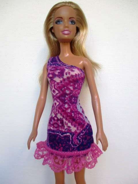 Barbie doll`s single shoulder dress - pink frill