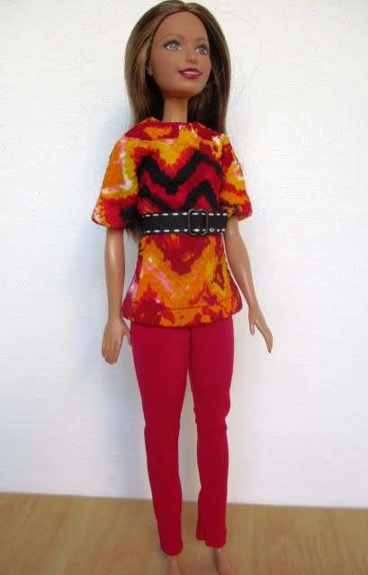 Barbie doll`s winter top plus leggings - red
