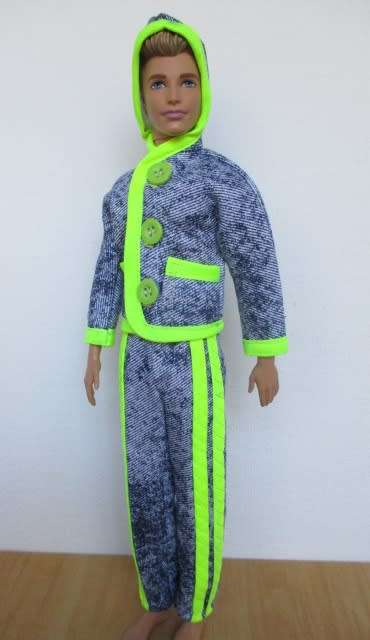 Ken doll`s tracksuit - denim/fluorescent yellow
