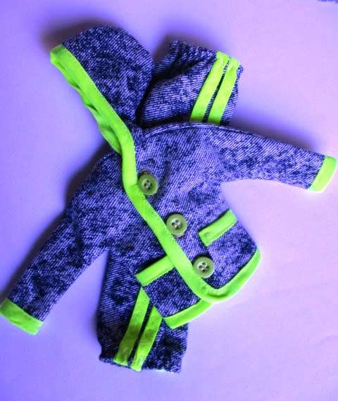 Ken doll`s tracksuit - denim/fluorescent yellow