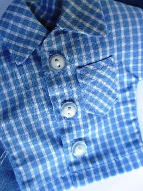 Ken doll`s pants and shirt with collar - blue