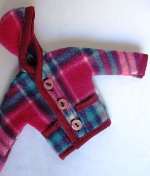 Ken doll`s hoodie - red/teal