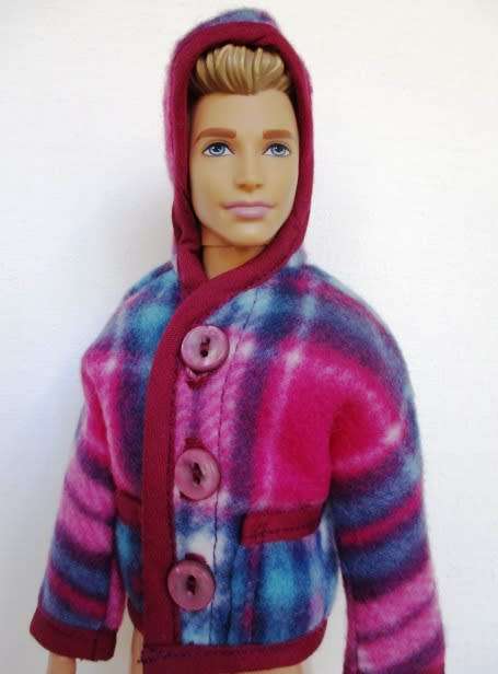 Ken doll`s hoodie - red/teal