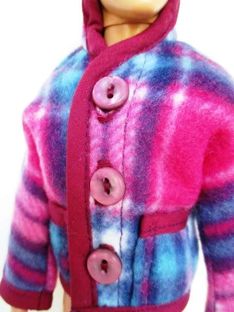 Ken doll`s hoodie - red/teal