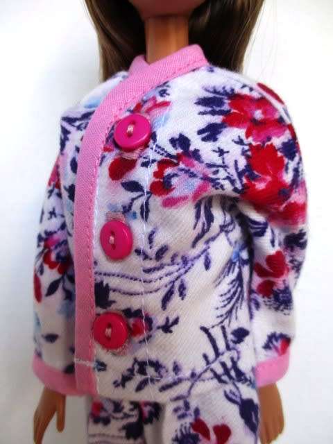 Barbie doll`s winter pyjamas - purple/pink floral