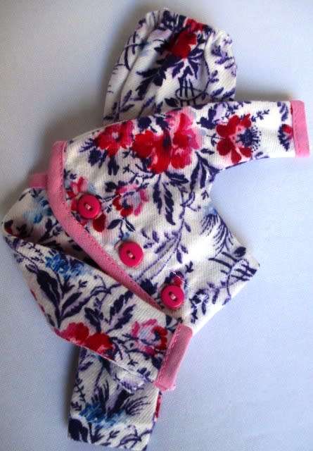 Barbie doll`s winter pyjamas - purple/pink floral
