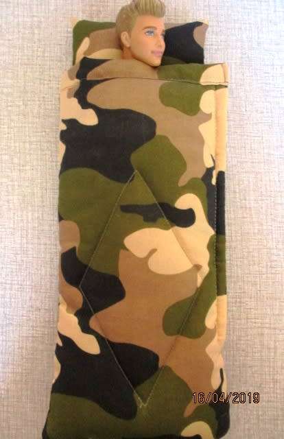 Ken doll`s sleeping bag - camo print