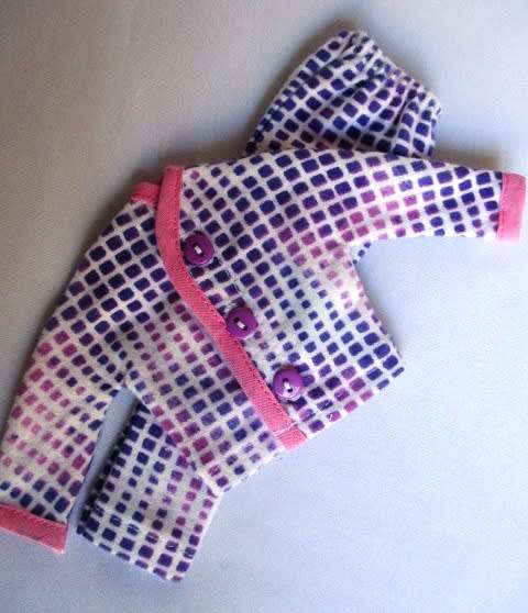 Barbie doll`s winter pyjamas - pink and mauve squares
