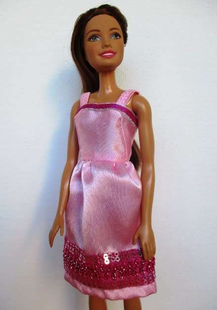 Barbie doll`s party dress - pink/silver sequins