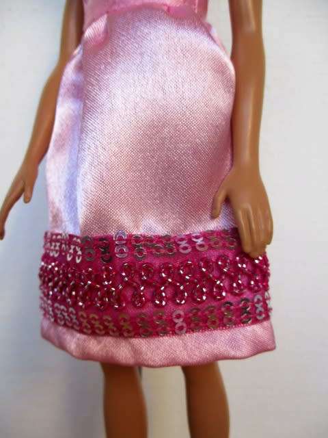 Barbie doll`s party dress - pink/silver sequins