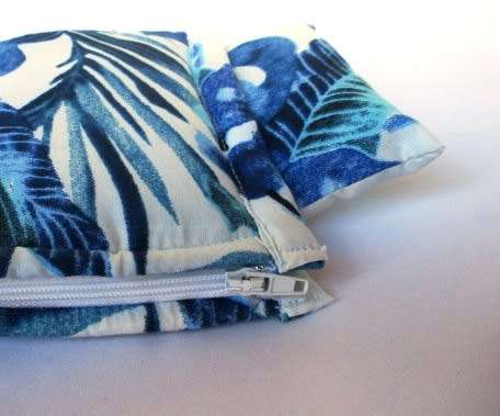 Barbie doll`s sleeping bag - blue tropical leaf
