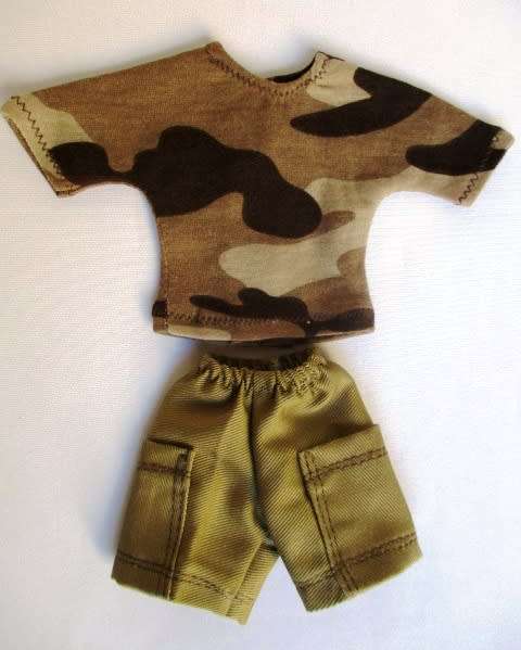Ken doll`s cargo shorts and tee - camo