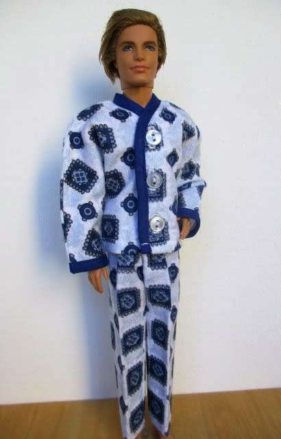 Ken doll`s winter pyjamas - blue print