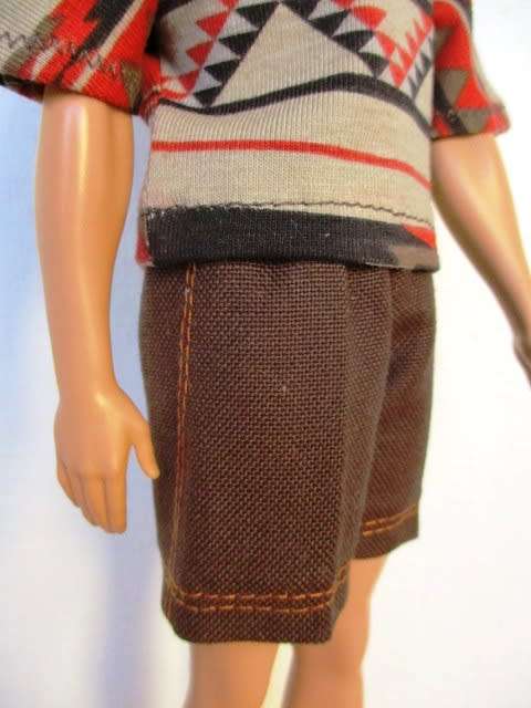 Ken doll`s shorts and tee- brown/orange