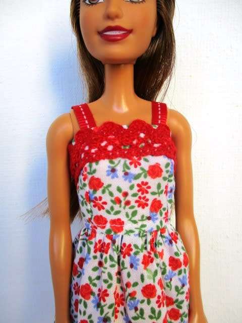 Barbie doll`s summer dress - red floral