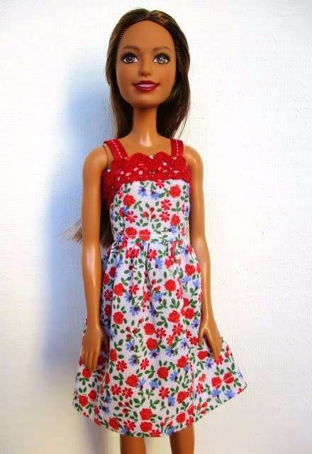 Barbie doll`s summer dress - red floral