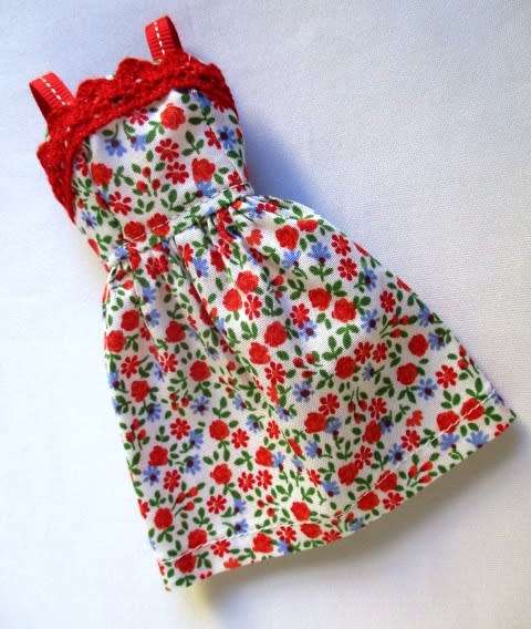 Barbie doll`s summer dress - red floral