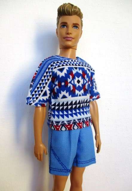 Ken doll`s shorts and print tee - blue/red/white