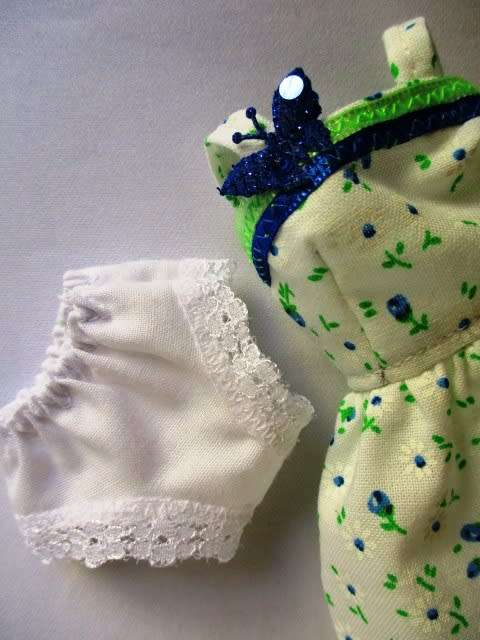 Barbie doll`s summer dress + panties - white/blue/green - butterfly