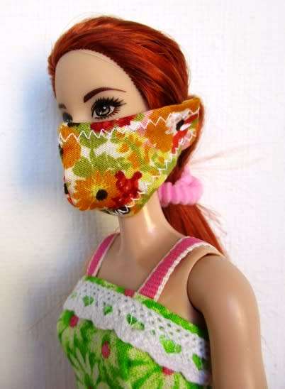 Barbie doll`s long dress, bag and necklace set - pink and green