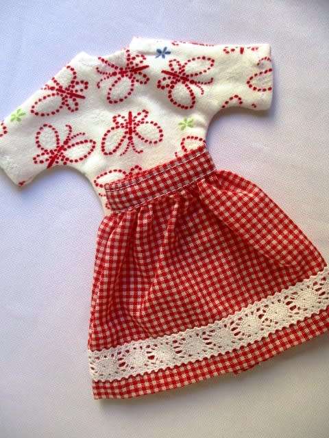 Barbie doll`s skirt and tee - red butterfly