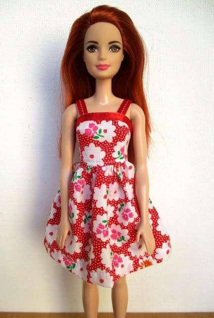 Barbie doll`s summer dress - red floral print