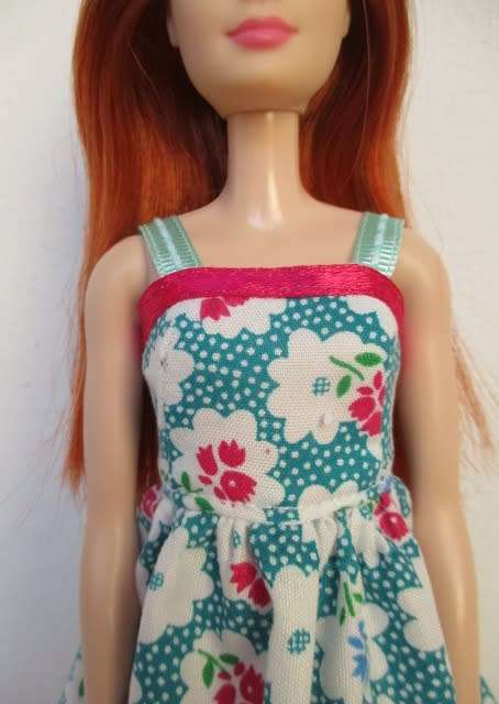 Barbie doll`s summer dress - turquoise floral print