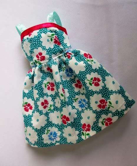 Barbie doll`s summer dress - turquoise floral print